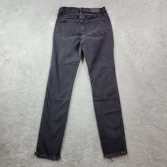 Madewell Jeans Womens 25X28 Black 10" High Rise‎ Skinny Raw Hem Button Fly - Picture 2 of 13